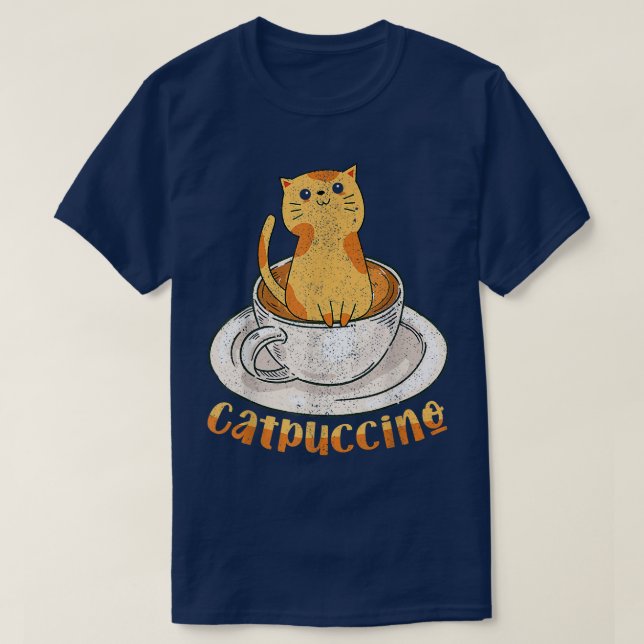 Catpuccino Funny Cat  T Shirt (Design framsida)