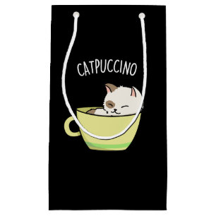 Catpuccino Funny Kattunge i Kopp Pun Mörk BG