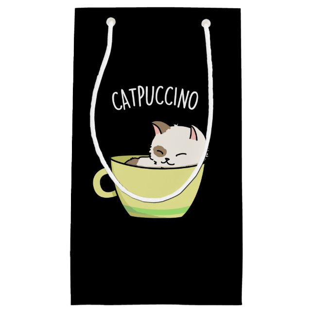 Catpuccino Funny Kattunge i Kopp Pun Mörk BG (Framsidan)