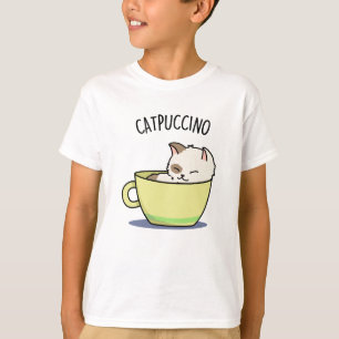 Catpuccino Funny Kattunge i Kopp Pun T Shirt