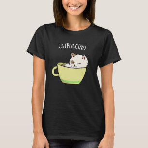 Catpuccino Funny Kattunge i Kopp Pun T Shirt