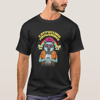 Catpuccino Meowrnings Kaffe Katt Koffein Kattung T Shirt
