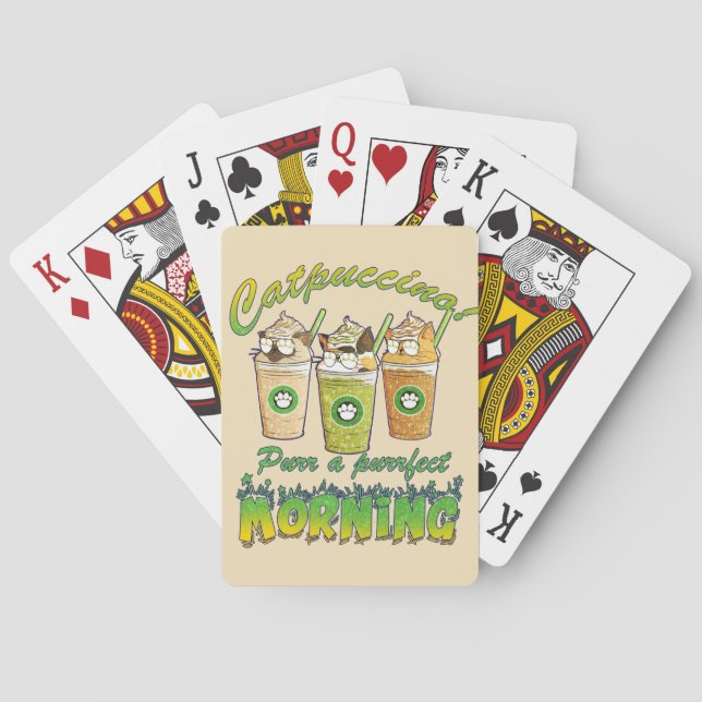 Catpuccino - Purr a Purrfect-morgon | Cute Cat Casinokort (Baksidan)