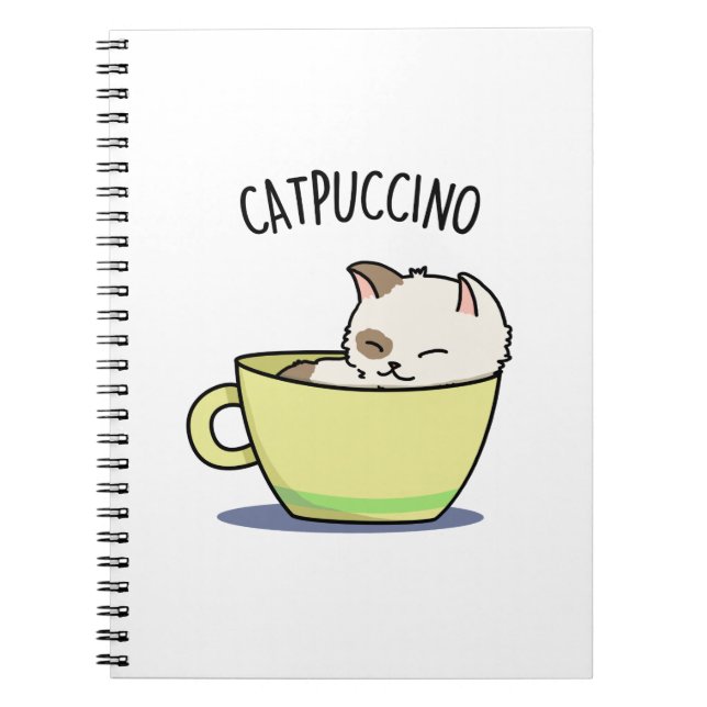 Catpuccino Rolig Katt Katt I Kopp Puns  Anteckningsbok (Framsidan)