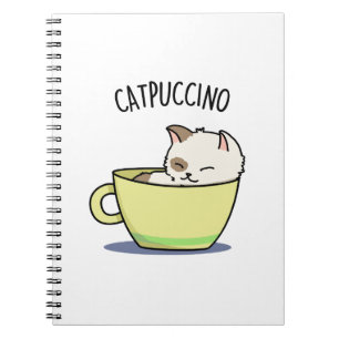 Catpuccino Rolig Kattunge Katt I Kopp Puns Anteckningsbok