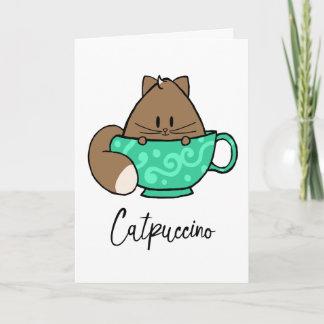 Catpuccino tecknadkatt och motivational kort