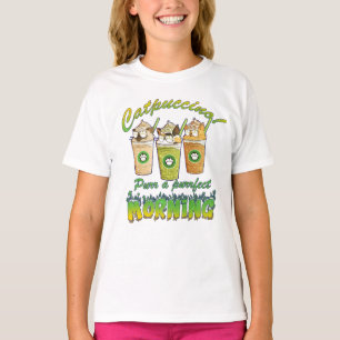 Catpuccino, torka en purrfect-morgon t shirt