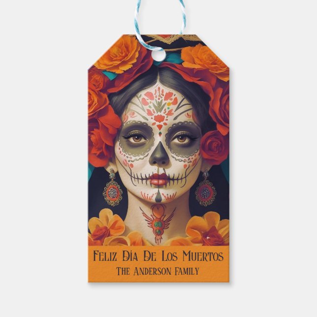 Catrina Day of the dead 1 med text Presentetikett (Framsidan)