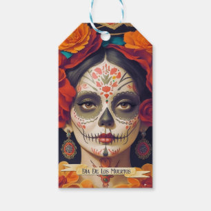 Catrina Day of the dead 1 med text Presentetikett