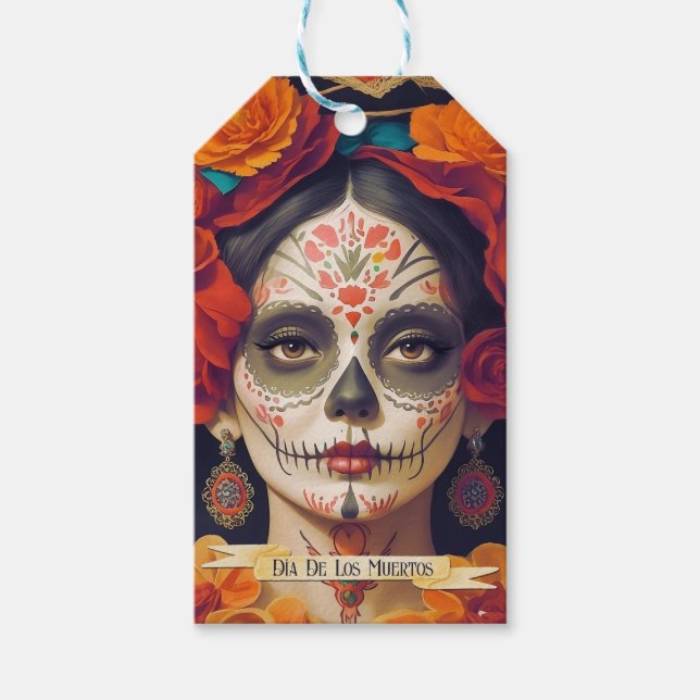 Catrina Day of the dead 1 med text Presentetikett (Framsidan)