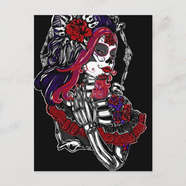 Catrina Day of the dead Vykort (Framsida)