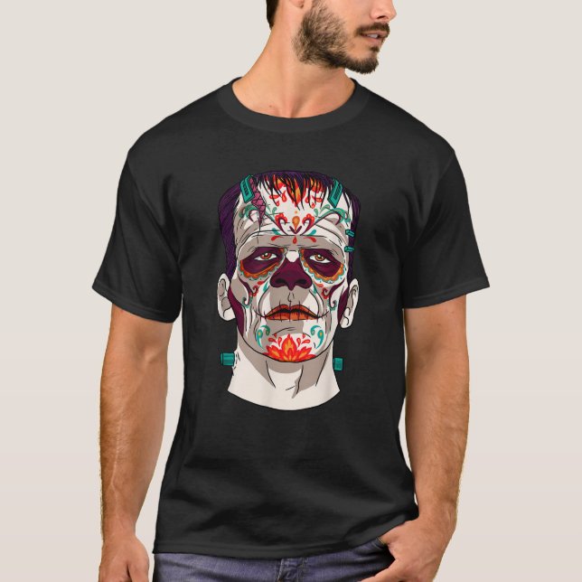 Catrina Frankenstein Sugar Skull Horror Movie T Sh T Shirt (Framsida)