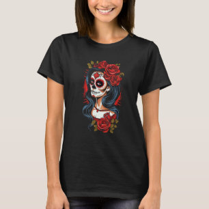 Catrina La Calavera Socker Skalle Halloween Dag av T Shirt