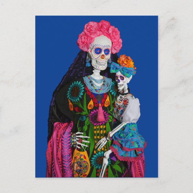Catrina och Calavera Child Sugar Skull Canvas Vykort (Framsida)