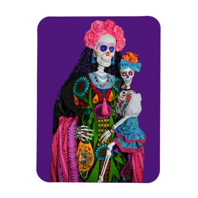 Catrina och Child Day of the dead Sugar Skull Magnet (Vertikal)