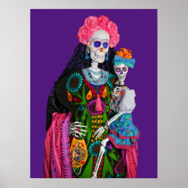 Catrina och Child Day of the dead Sugar Skull Poster