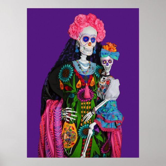 Catrina och Child Day of the dead Sugar Skull Poster (Framsidan)
