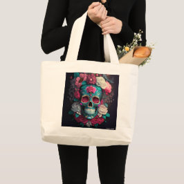 Catrina Skull Konstnärlig Tote Jumbo Tygkasse