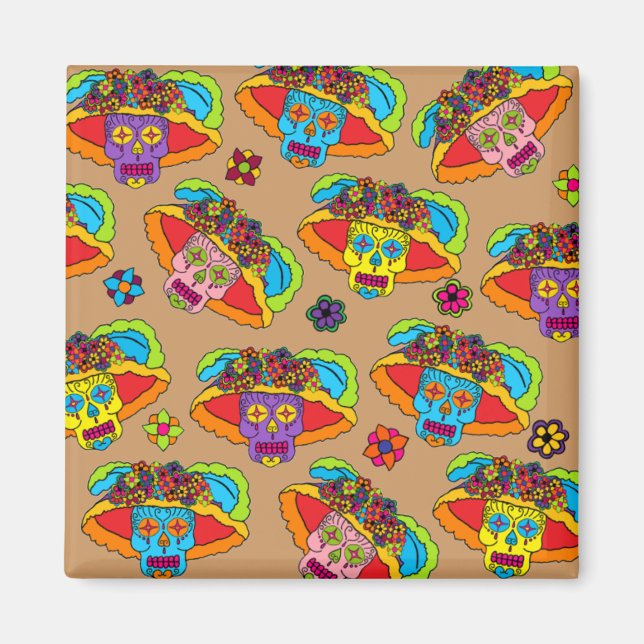 Catrina Sugar Skull Magnet (Framsidan)