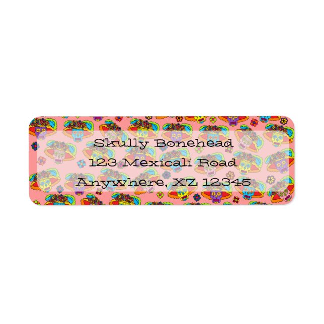 Catrina Sugar Skull Returadress Etikett (Framsidan)
