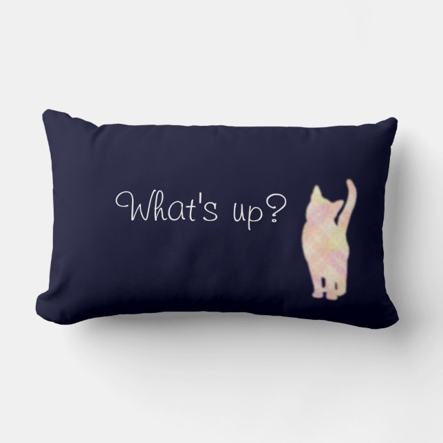 Cat's グラデーション "What's up?" Blue クッション　Throw Pillow Lumbarkudde (Framsida)