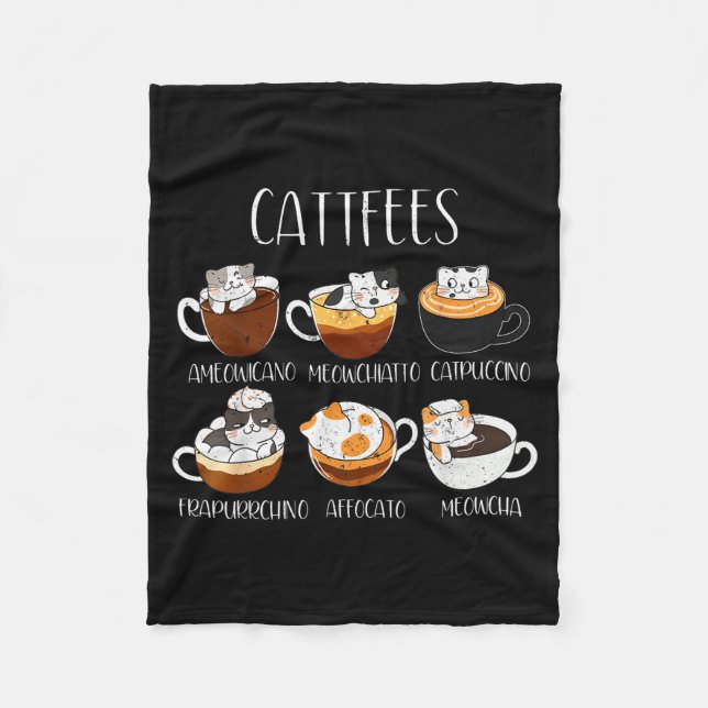 Cats &amp; Coffee Lover Funny Caffeine Quote Cattf Fleecefilt (Framsidan)