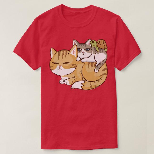 Cats and A Turtle Pile  Cute Kawaii Anime Kawaii J T Shirt (Design framsida)