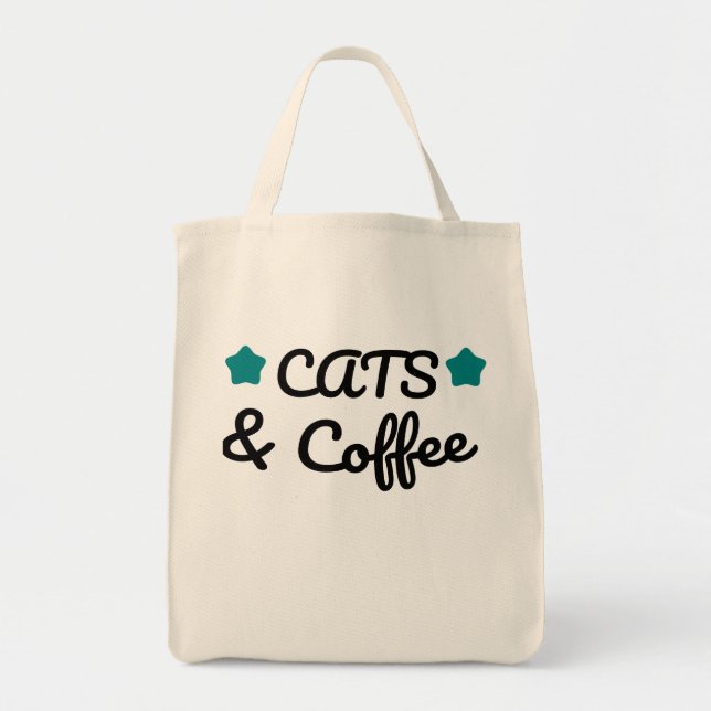 Cats and Coffee – Funny Cat and Coffee Lover Quote Tygkasse (Framsidan)
