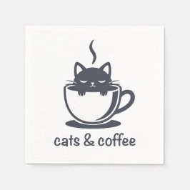 Cats and Coffee Funny Noir Feline Morning Mood Pappersservett