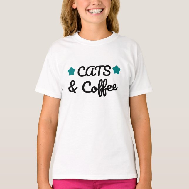 Cats and Coffee, Perfect Gift for Cat & Coffee Lo T Shirt (Framsida)