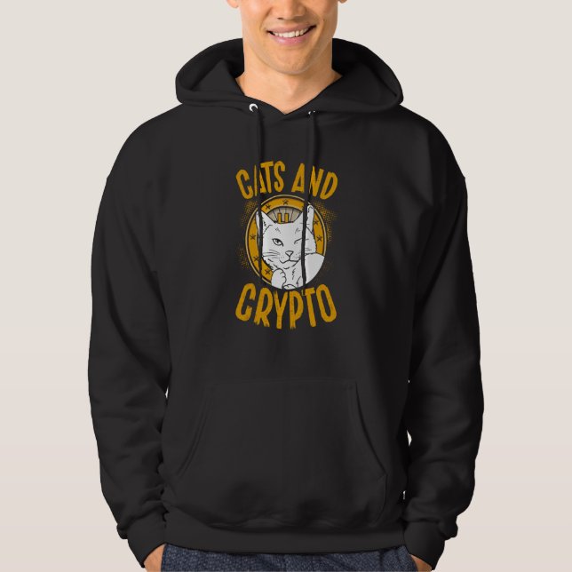 Cats And Crypto Cryptocurrency Blockchain Trader F Hoodie (Framsida)