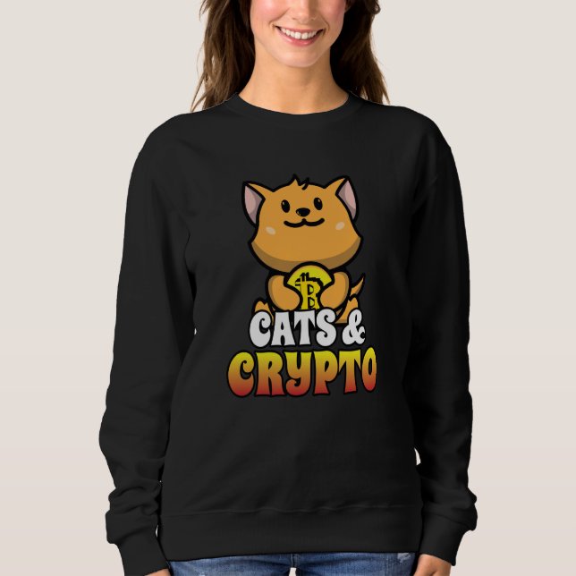 Cats And Crypto Cryptocurrency Blockchain Trader F T Shirt (Framsida)