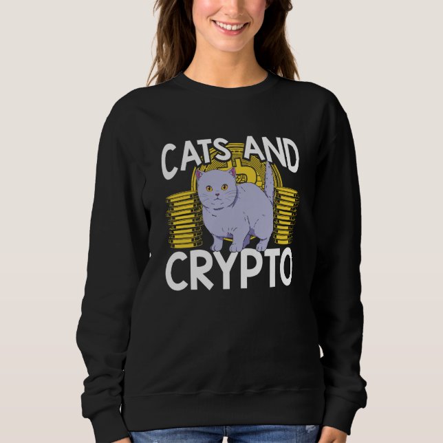 Cats And Crypto Cryptocurrency Blockchain Trader F T Shirt (Framsida)
