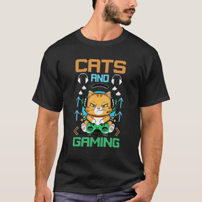 Cats And Gaming Color Cute Kitten T Shirt (Framsida)