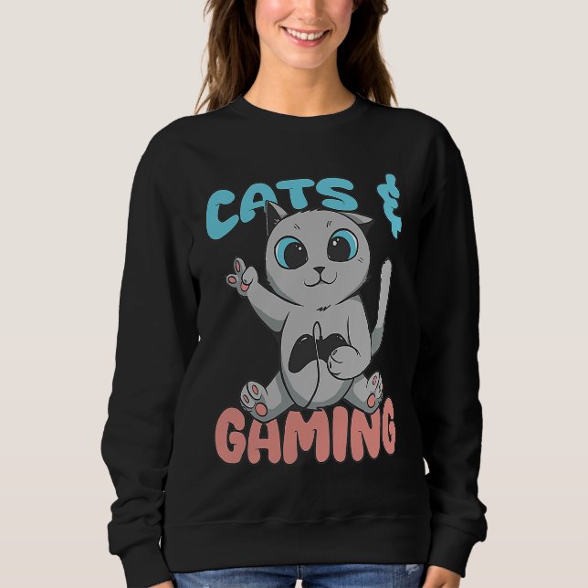 Cats And Gaming Loves Playing Video Games Cute Gam T Shirt (Framsida)