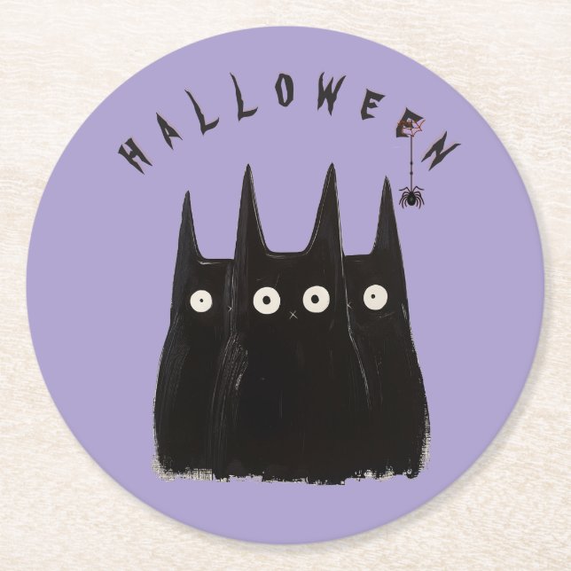 Cats and Halloween, personalized Underlägg Papper Rund (Framsidan)