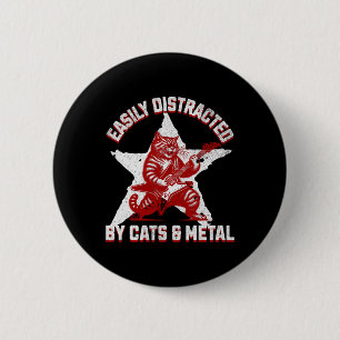 Cats and Metall Fläkt Music Metalhead Heavy Rockst Knapp