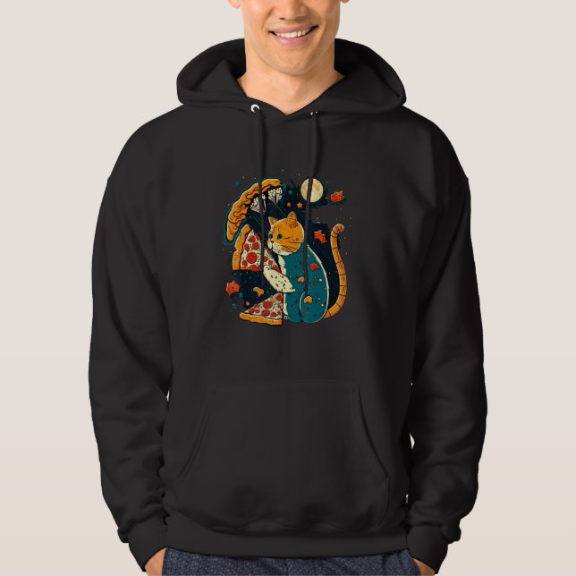 Cats And Pizza Funny Design Cat Lovers Pizza Lover Hoodie (Framsida)