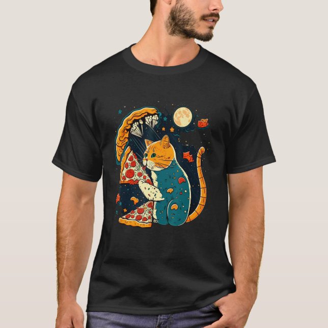 Cats And Pizza Funny Design Cat Lovers Pizza Lover T Shirt (Framsida)