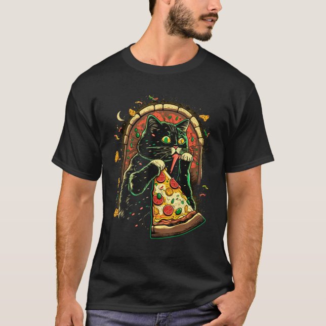 Cats And Pizza Funny Design Cat Lovers Pizza Lover T Shirt (Framsida)