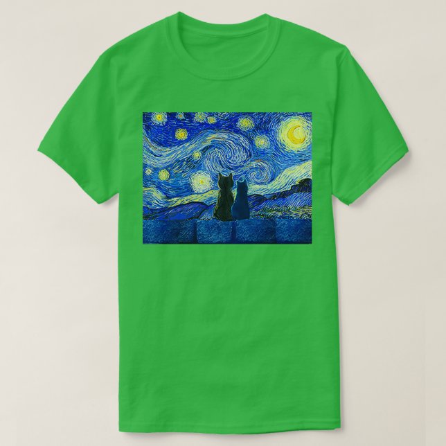 Cats and Starry Night  T Shirt (Design framsida)