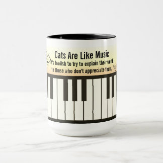 Cats Are Like Music - Piano Keyboard Staff & Cats  Mugg