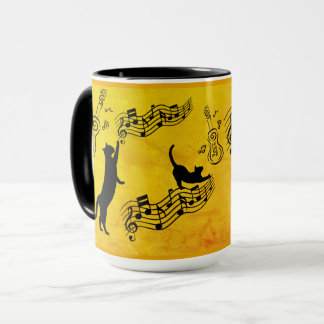 Cats Are Like Music: Staffs & Guitars Golden Hue Mugg