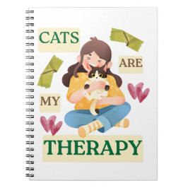 Cats Are My Therapy – Cute Cat Lover Design  Anteckningsbok