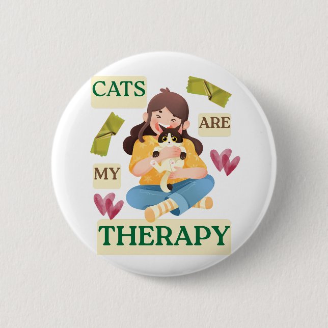 Cats Are My Therapy – Cute Cat Lover Design  Knapp (Framsida)
