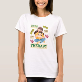Cats Are My Therapy – Cute Cat Lover Design  T Shirt