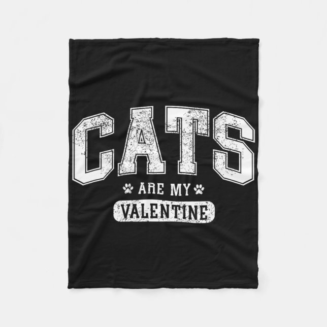 Cats Are My Valentine' Funny Cat Lover Valentine’s Fleecefilt (Framsidan)