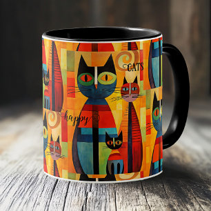 Cats av färglöst Lycklig Kaffemugg