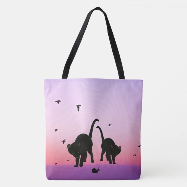 Cats Beach Bag Tote Carry-all Tygkasse (Framsida)