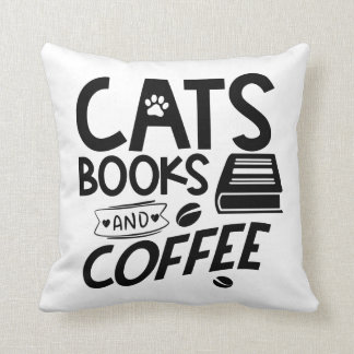Cats Bokar Coffee Bookworl Reading Cute Cat Kudde